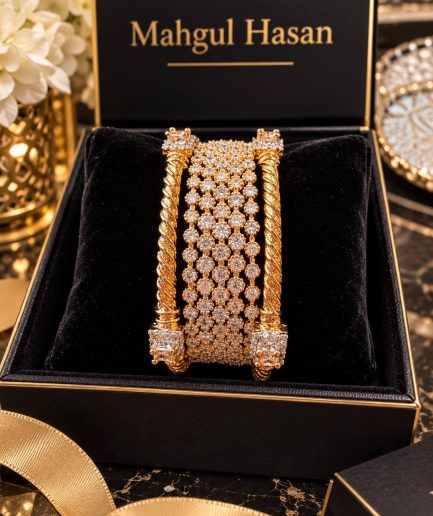 Nureh Zircon Gold-Tone Bangle Set